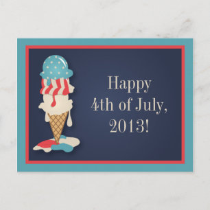 Carte postale de crème glacée 4 juillet Party