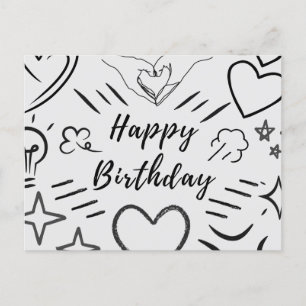 Carte postale de croquis d'anniversaire d'amour