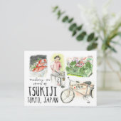 Carte postale de croquis de voyage : Tsukiji (Debout devant)