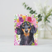 Carte postale de dachshund à l'aquarelle (Debout devant)