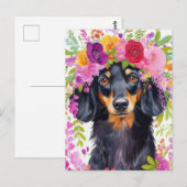 Carte postale de dachshund à l'aquarelle (Devant / Derrière)