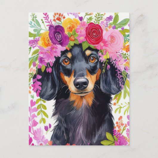 Carte postale de dachshund à l'aquarelle (Devant)