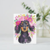 Carte postale de dachshund aquarelle (Debout devant)