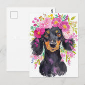 Carte postale de dachshund aquarelle (Devant / Derrière)