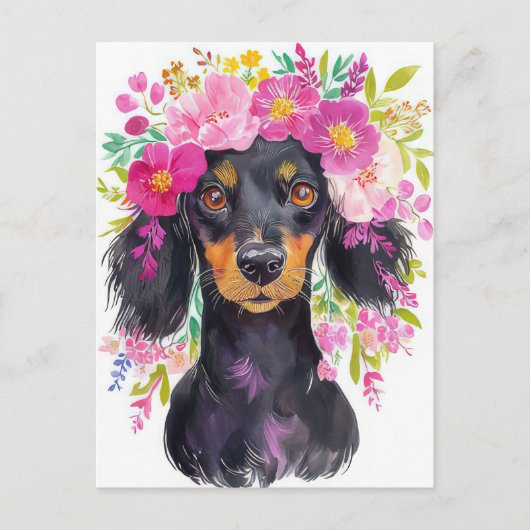 Carte postale de dachshund aquarelle (Devant)