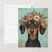 Carte postale de dachshund aquarelle (Devant / Derrière)