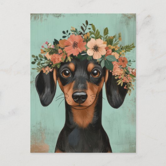 Carte postale de dachshund aquarelle (Devant)