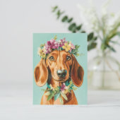 Carte postale de dachshund aquarelle (Debout devant)