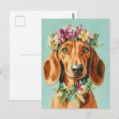 Carte postale de dachshund aquarelle (Devant / Derrière)