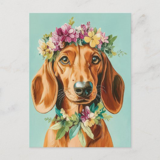 Carte postale de dachshund aquarelle (Devant)