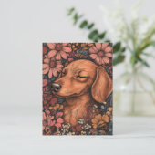 Carte postale de dachshund aquarelle (Debout devant)