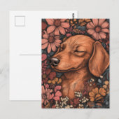 Carte postale de dachshund aquarelle (Devant / Derrière)