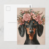 Carte postale de dachshund aquarelle (Devant / Derrière)
