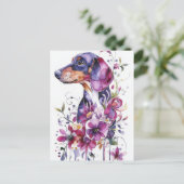 Carte postale de dachshund aquarelle (Debout devant)