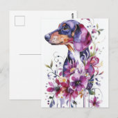 Carte postale de dachshund aquarelle (Devant / Derrière)