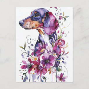 Carte postale de dachshund aquarelle