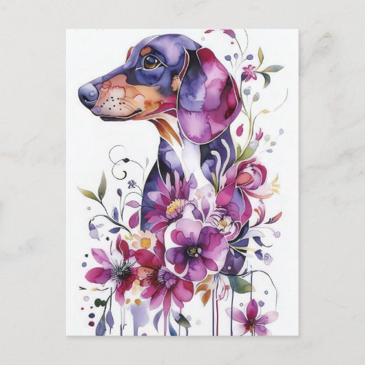 Carte postale de dachshund aquarelle (Devant)