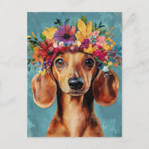 Carte postale de dachshund aquarelle