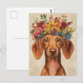 Carte postale de dachshund aquarelle (Devant / Derrière)