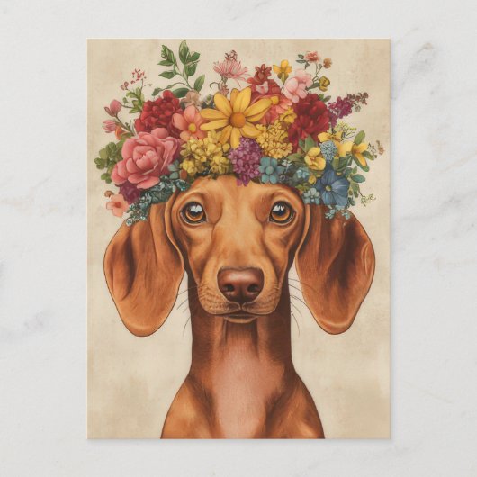 Carte postale de dachshund aquarelle (Devant)