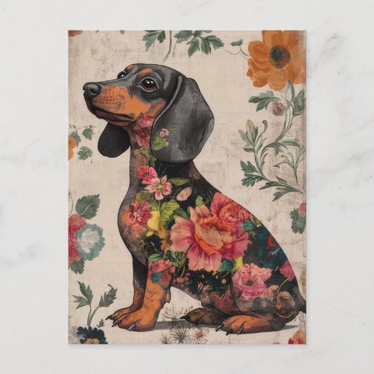 Carte postale de dachshund aquarelle  (Devant)