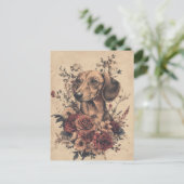 Carte postale de dachshund aquarelle (Debout devant)