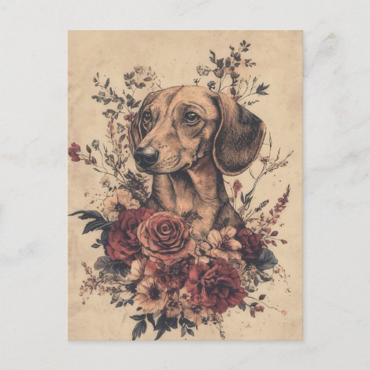 Carte postale de dachshund aquarelle (Devant)