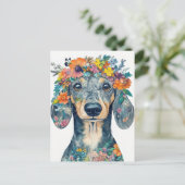 Carte postale de dachshund aquarelle (Debout devant)