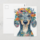 Carte postale de dachshund aquarelle (Devant / Derrière)