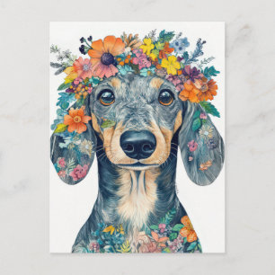 Carte postale de dachshund aquarelle