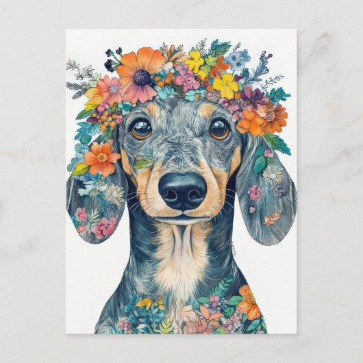 Carte postale de dachshund aquarelle (Devant)