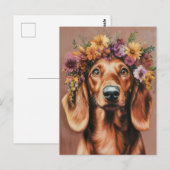 Carte postale de dachshund aquarelle (Devant / Derrière)