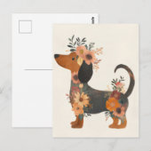 Carte postale de dachshund aquarelle (Devant / Derrière)