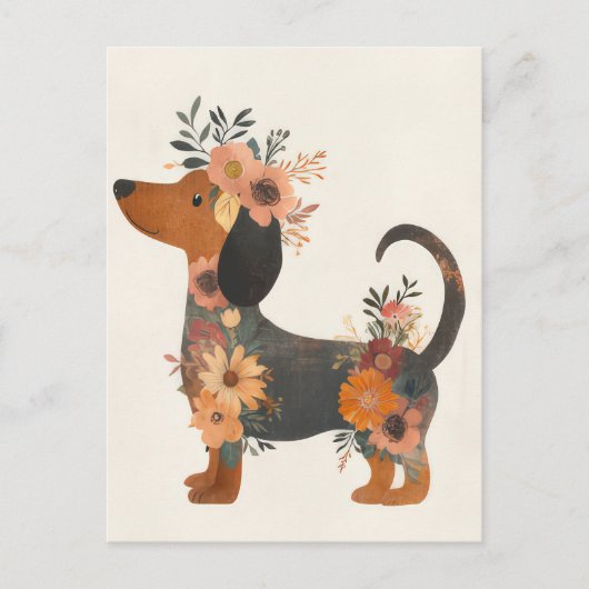 Carte postale de dachshund aquarelle (Devant)