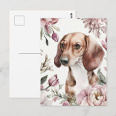 Carte postale de dachshund aquarelle (Devant / Derrière)