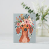 Carte postale de dachshund aquarelle (Debout devant)