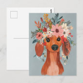 Carte postale de dachshund aquarelle (Devant / Derrière)