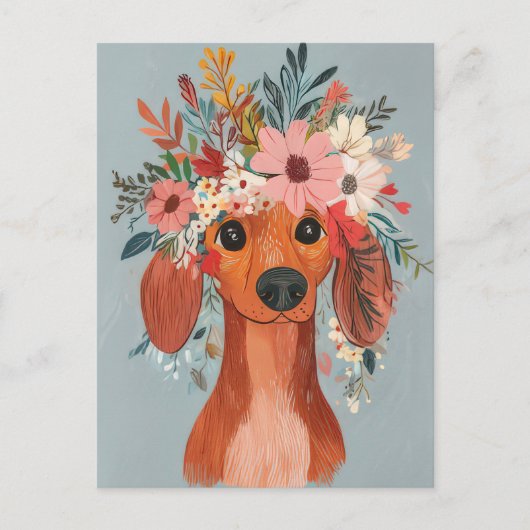 Carte postale de dachshund aquarelle (Devant)
