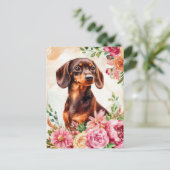 Carte postale de dachshund aquarelle (Debout devant)