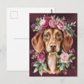 Carte postale de dachshund aquarelle (Devant / Derrière)