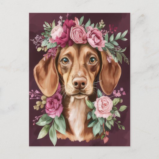 Carte postale de dachshund aquarelle (Devant)