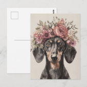 Carte postale de dachshund aquarelle (Devant / Derrière)