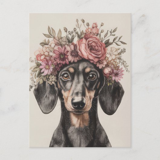 Carte postale de dachshund aquarelle (Devant)