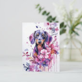 Carte postale de dachshund aquarelle (Debout devant)