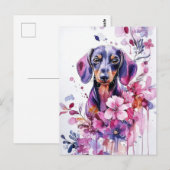 Carte postale de dachshund aquarelle (Devant / Derrière)