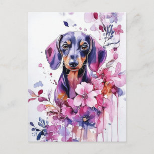 Carte postale de dachshund aquarelle