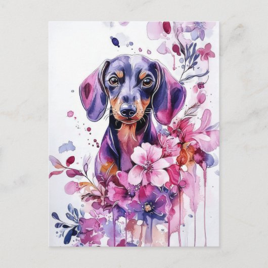 Carte postale de dachshund aquarelle (Devant)