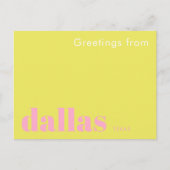 Carte postale de Dallas Texas typographie rose (Devant)