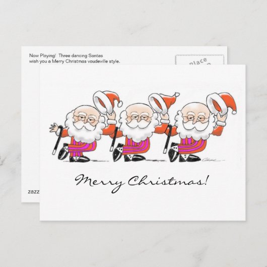 Carte postale de Dancing Santas (Devant / Derrière)