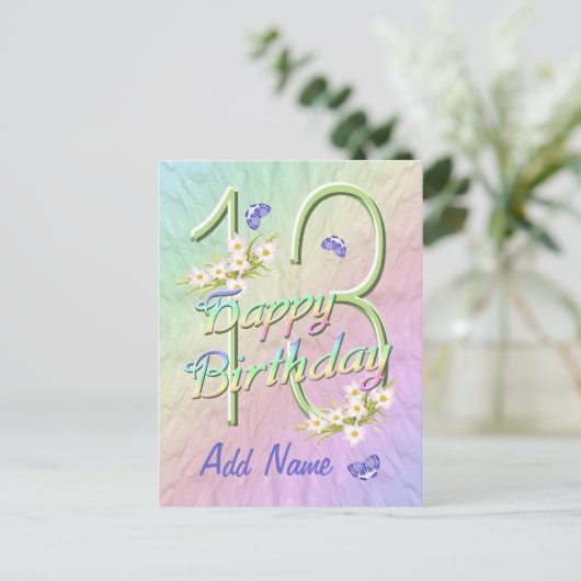 Carte postale de danse papillon 13e anniversaire (Debout devant)